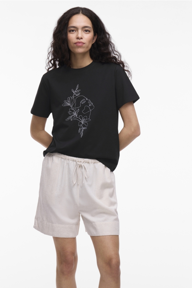 VINORA S/S T-SHIRT - NOOS 14103448 Black Beauty/EMB AVA BR